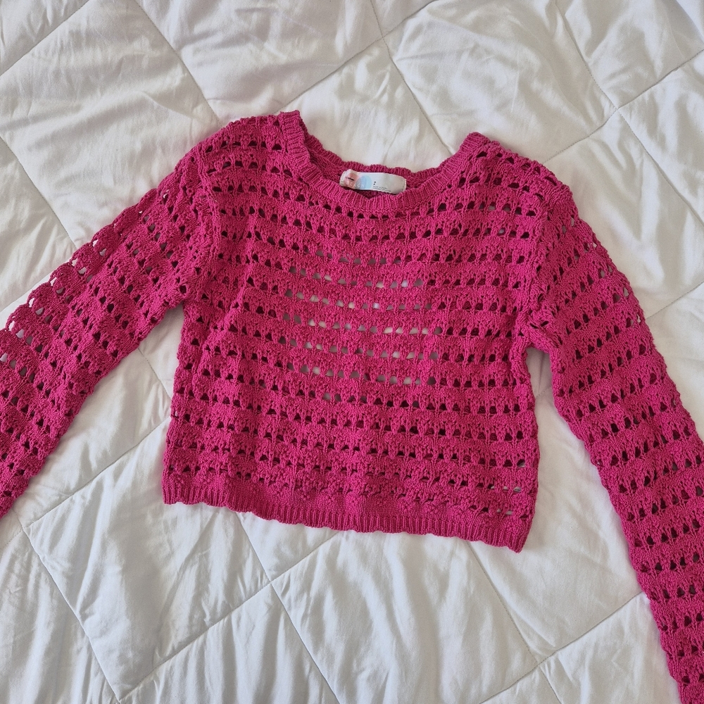 Pink Crochet Sweater